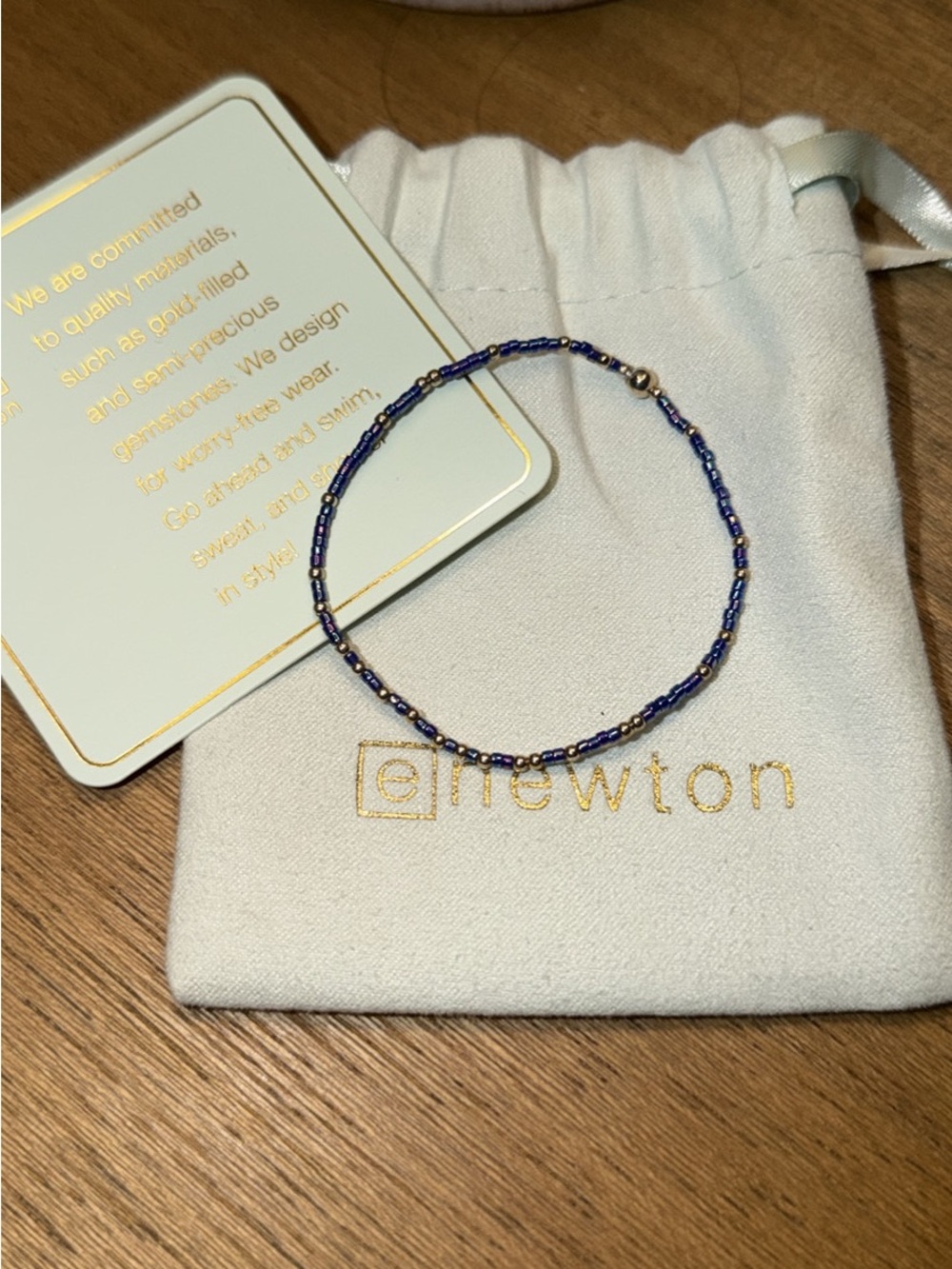e.newton Deep Navy & Gold Beaded Bracelet